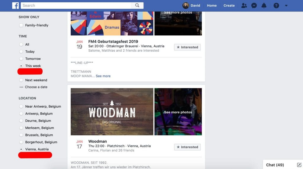 Veranstaltungen finden auf Facebook: Auf Datum und Ort achten und schon geht die Suche los.