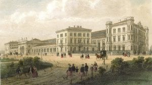 Der ursprüngliche Westbahnhof im Jahr 1862. Foto: Franz Xaver Sandmann