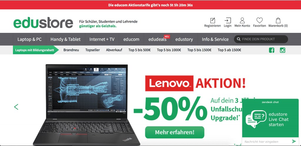 Auf edustore.at gibt es vergünstigte Technik für Studenten
